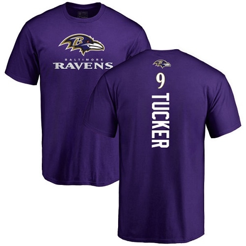 Men Baltimore Ravens Purple Justin Tucker Backer NFL Football #9 T Shirt